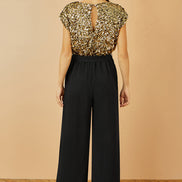 Yumi Gold Sequin Top Stretch Jumpsuit