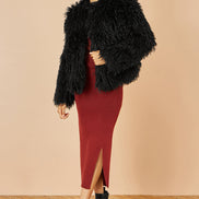 Yumi Black Luxe Fluffy Faux Fur Coat