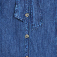 Yumi Blue Chambray Tunic with Pussy Bow Tie