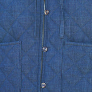 Yumi Blue Chambray Quilted Jacket with Cherry Lining