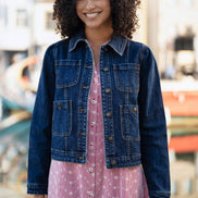 Yumi Blue Stretch Denim Jacket with Pocket Detail