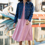 Yumi Blue Stretch Denim Jacket with Pocket Detail