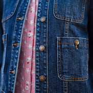 Yumi Blue Stretch Denim Jacket with Pocket Detail