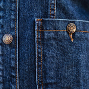 Yumi Blue Stretch Denim Jacket with Pocket Detail