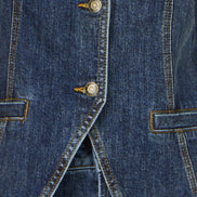 Yumi Blue Stretch Long Denim Waistcoat