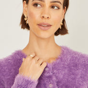 Yumi Lavender Eyelash Knit Cropped Cardigan