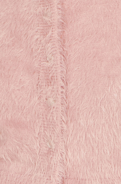 Yumi Pink Eyelash Knit Cropped Cardigan