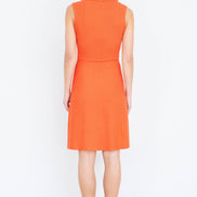 Yumi Orange Rib Knitted Skater Dress with Buckle Detail