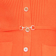 Yumi Orange Rib Knitted Skater Dress with Buckle Detail