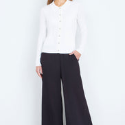Yumi Ivory Ribbed Collar Button Up Cardigan