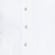 Yumi Ivory Ribbed Collar Button Up Cardigan