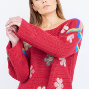 Yumi Red Crochet Flower Jumper