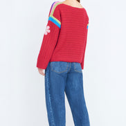 Yumi Red Crochet Flower Jumper