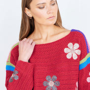 Yumi Red Crochet Flower Jumper