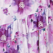 Yumi Lavender Floral Print Frill Midi Dress