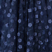 Yumi Navy Mesh Floral Applique Midi Skirt