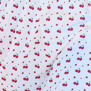 Yumi White Cherry Print Lace Trim Cotton Midi Dress