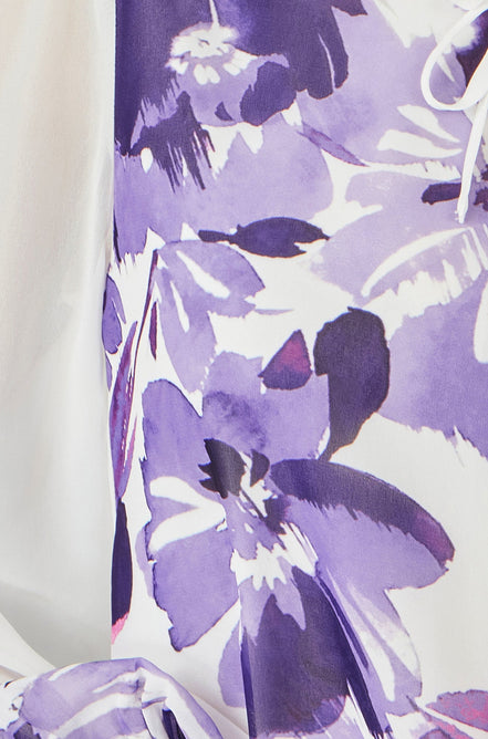 Yumi White Floral Placement Tunic with Keyhole Neckline