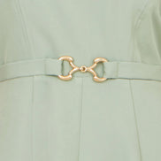 Yumi Mint Skater Dress with Puff Sleeves and Buckle Detail