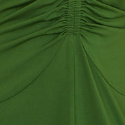Yumi Green Ruched Front Stretch Midi Dress