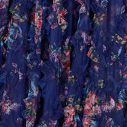 Yumi Navy Floral Ruffle Mesh Midi Skirt