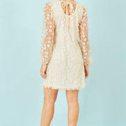Yumi Ivory Long Sleeve Floral Applique Tunic