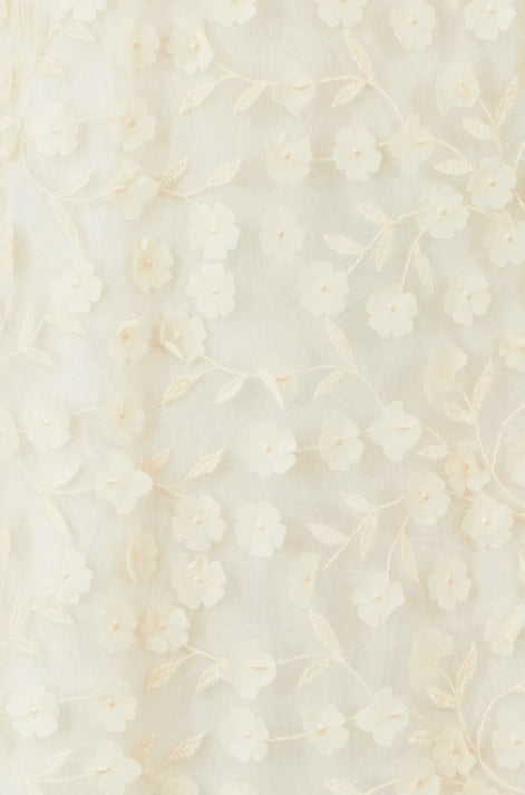 Yumi Ivory Long Sleeve Floral Applique Tunic