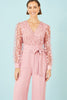 Yumi Pink Flower Applique Jumpsuit