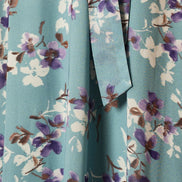 Yumi Blue Blossom Skater Midi Dress with Angel Sleeves