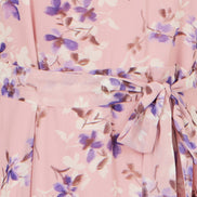 Yumi Pink Blossom Skater Midi Dress with Angel Sleeves