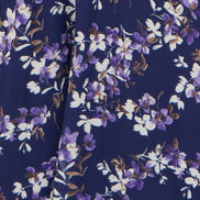 Yumi Navy Blossom Print Midi Skater Dress with Angel Sleeves