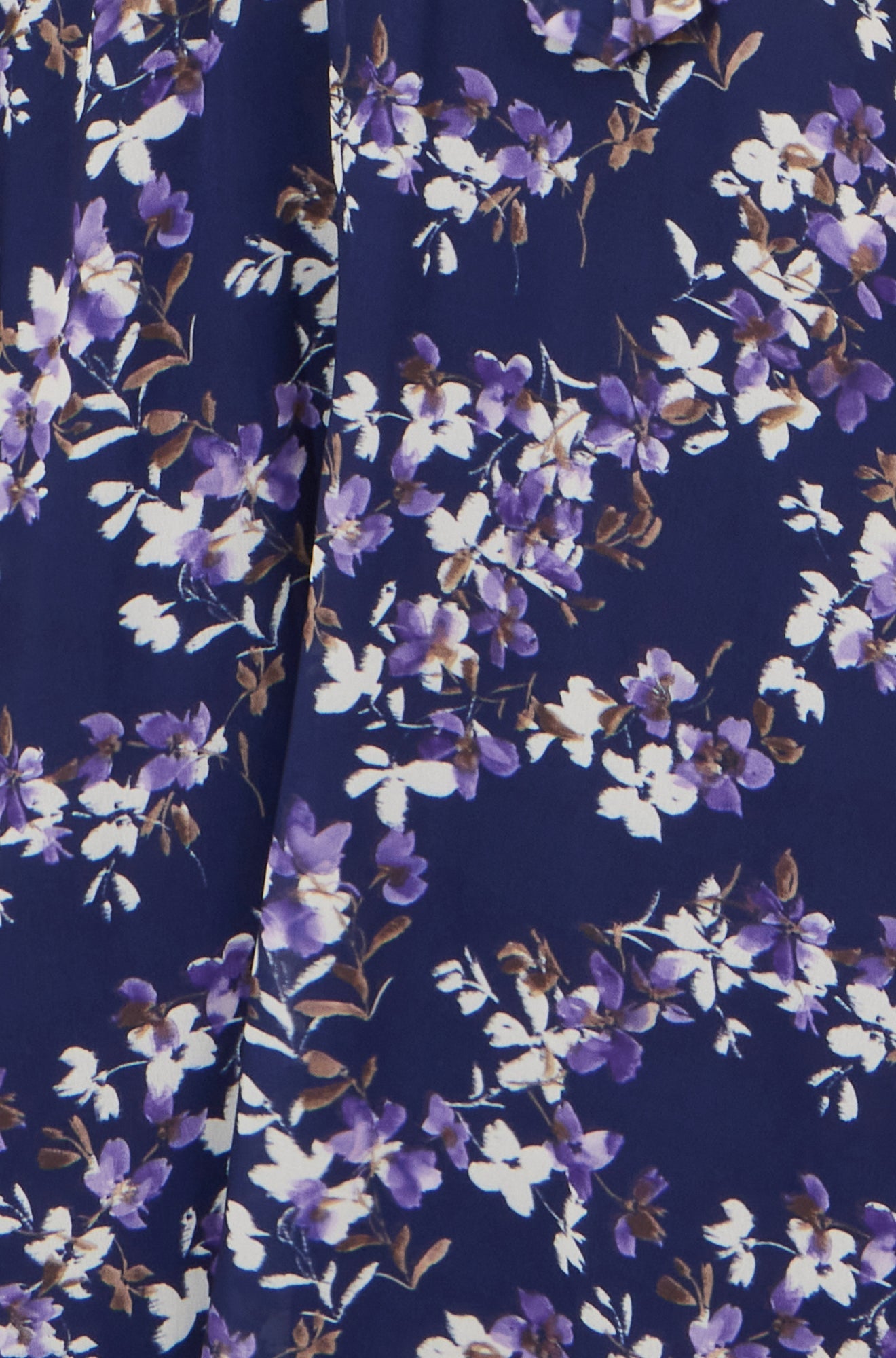 Yumi Navy Blossom Print Midi Skater Dress with Angel Sleeves