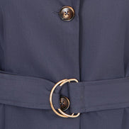 Yumi Navy Belted Long Trench Coat With Belt
