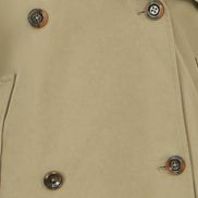 Yumi Green Cropped Trench Jacket with Pockets and Check Lining
