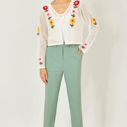 Yumi Ivory Crochet Embroidered Flower Bolero