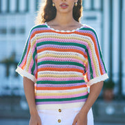 Yumi Multicolour Batwing Crochet Top