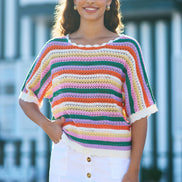 Yumi Multicolour Batwing Crochet Top