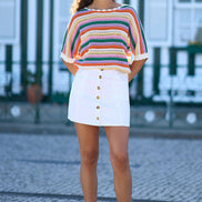 Yumi Multicolour Batwing Crochet Top