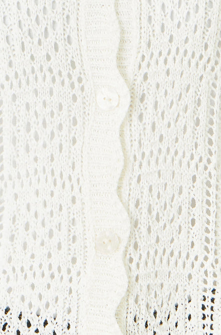 Yumi White Crochet Short Sleeve Cardigan