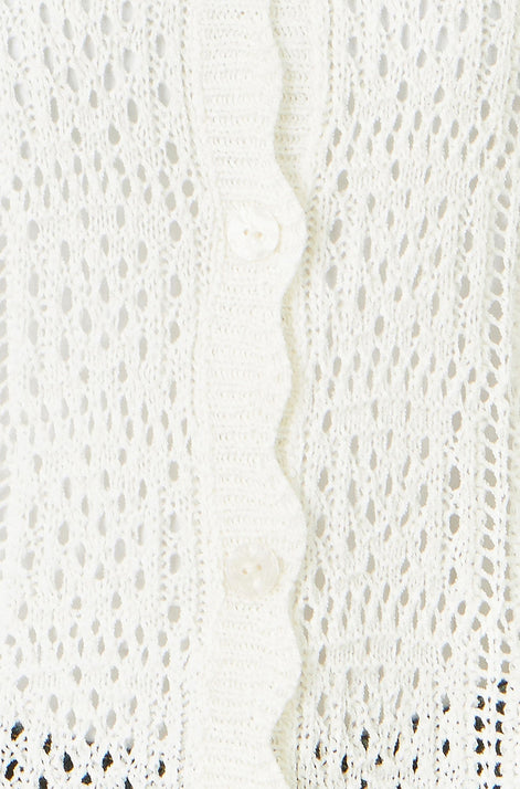 Yumi White Crochet Short Sleeve Cardigan