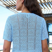 Yumi Blue Crochet Short Sleeve Cardigan
