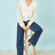Yumi White Flower Crochet Cardigan