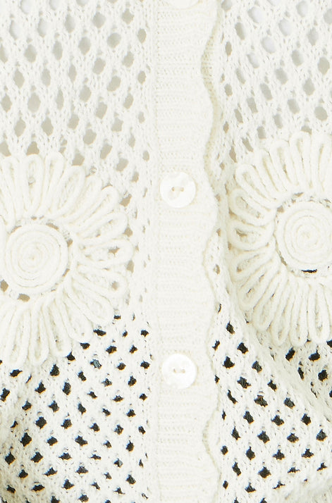 Yumi White Flower Crochet Cardigan