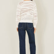Yumi White Wave Pointelle Knitted Jumper