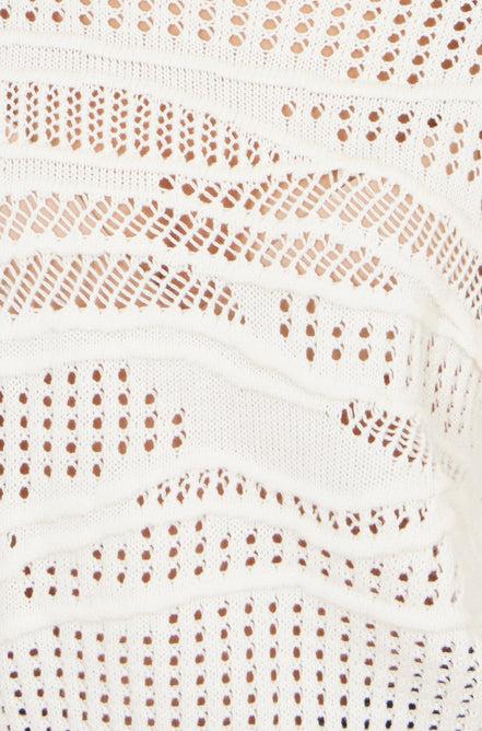 Yumi White Wave Pointelle Knitted Jumper