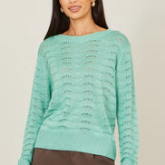 Yumi Aqua Wave Metallic Thread Relaxed Jumper