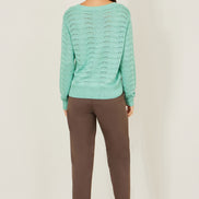 Yumi Aqua Wave Metallic Thread Relaxed Jumper