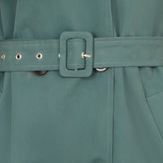 Yumi Blue Belted Trench Coat with Check Lining