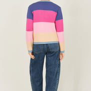Yumi Multicolour Block Stripe Tie Front Cardigan