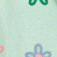 Yumi Green Relaxed Flower Embroidered Jumper